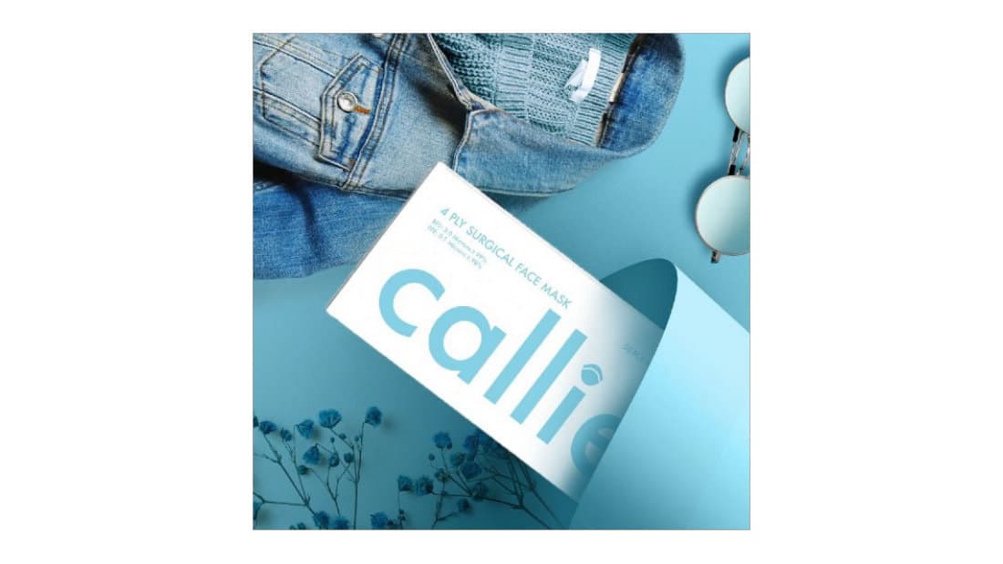 Callie packaging on blue